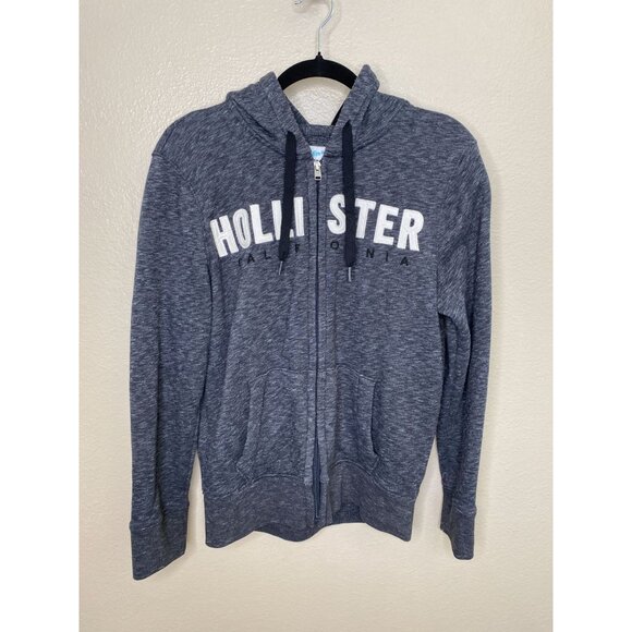 Hollister California Womens Gray Full Zip Hoodie XS drawstring Cotton Long Sleev - Picture 2 of 7